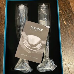 NEW Nambe Dazzle Toast Flutes in Box